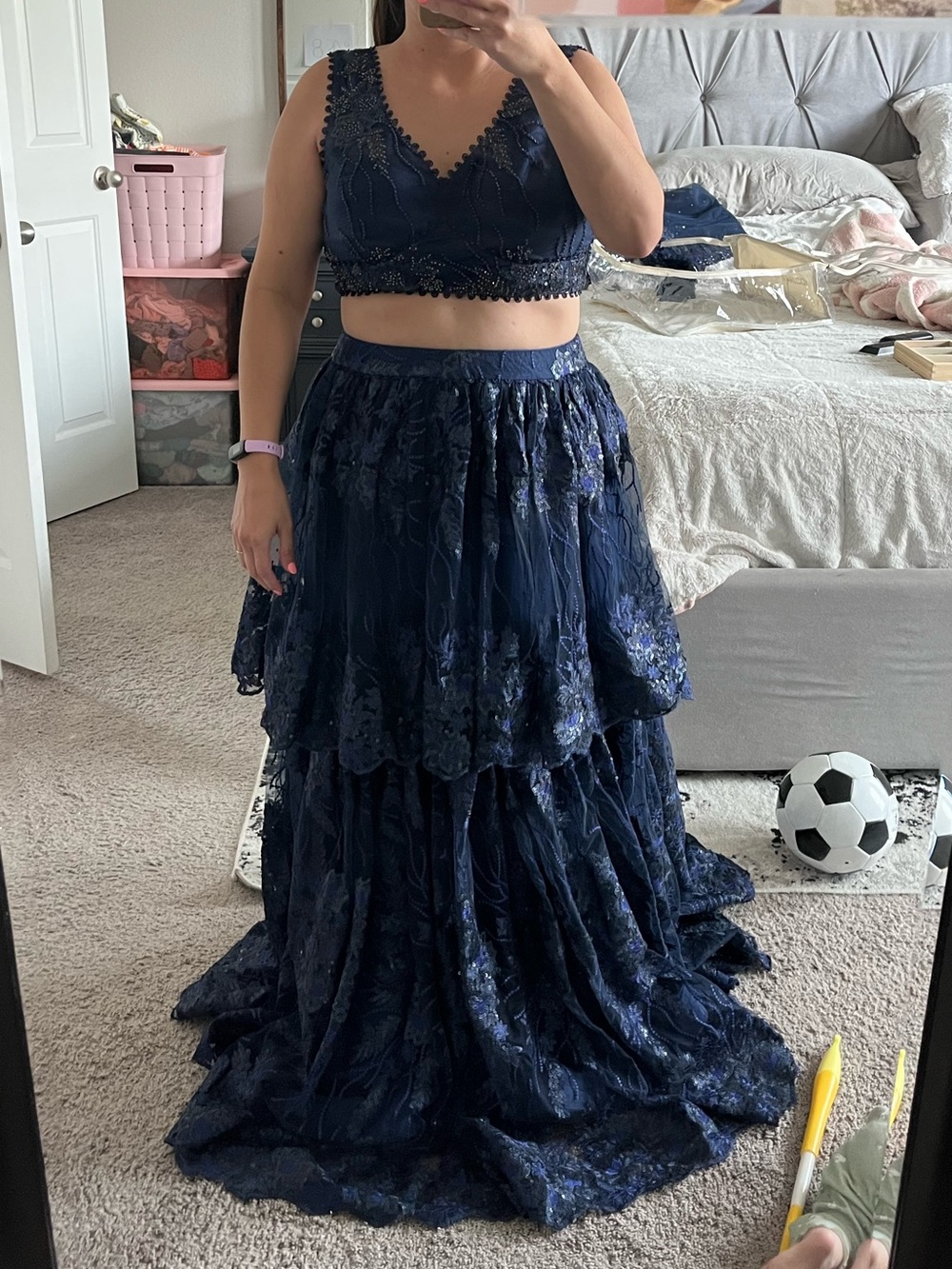 Navy Lehenga/ Choli and Dupatta